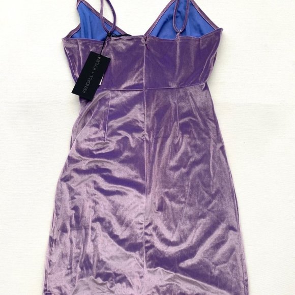 Kendall + Kylie Front Wrap Cascading Mini Dress Lavender Aqua - Picture 4 of 4